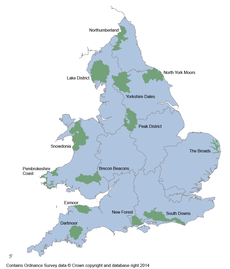 图1:英格兰和威尔士的国家公园